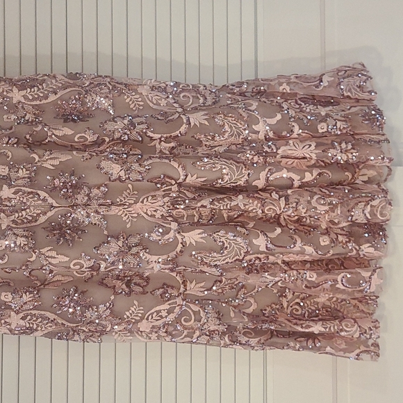 Alex Evenings Sequin Embroidered Cap Slv Flounce Hem Midi Dress Sz 6 NWOT - Picture 6 of 12